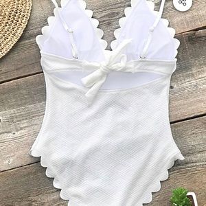 Cupshe White Scallop One Piece NWT